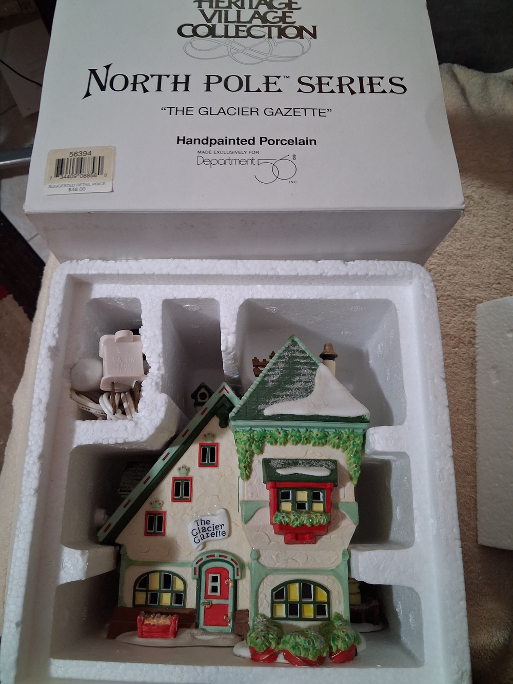 Department 56 Handpainted Porcelain Village Shop - Green, Red, White, Cream